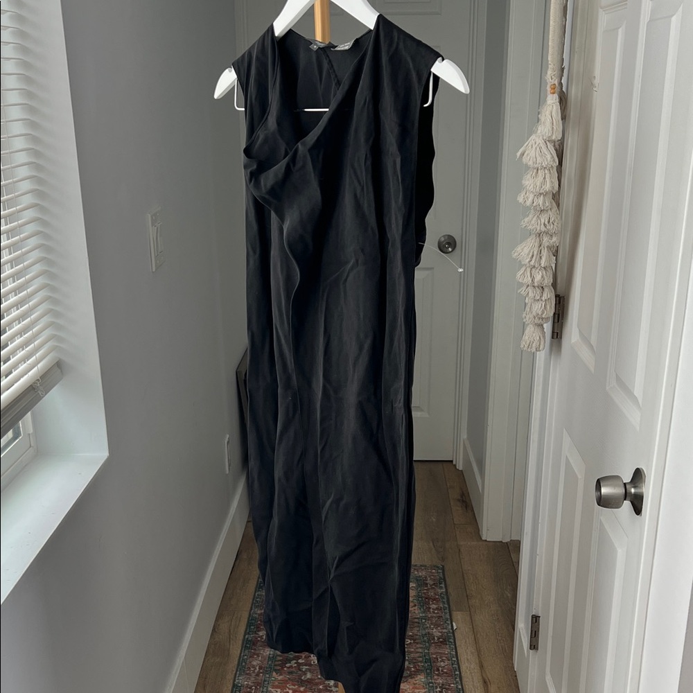 Daryl K Drapey Black Cowl Neck Tencel Midi Dress Size 4 / Small